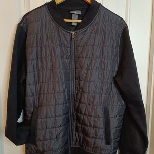 H&M Men's Black Quilted Bomber Jacket XL Preppy Hipster Business Casual Light
